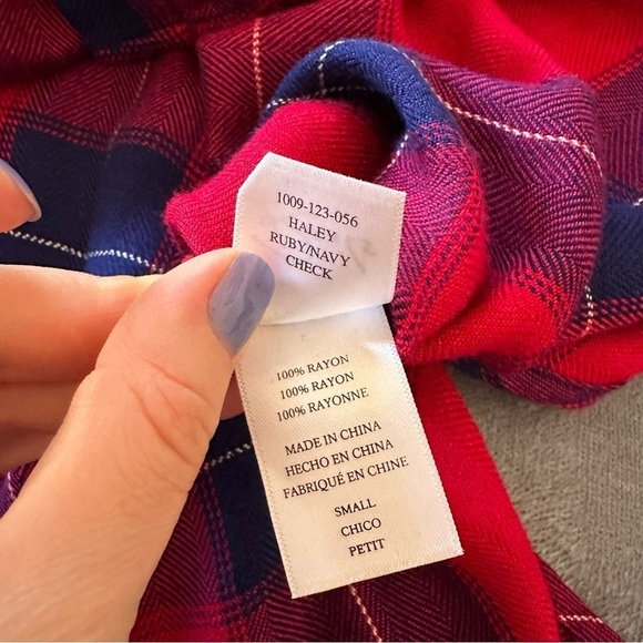 Rails Haley Flannel Plaid in Ruby and Navy Check Button Up Shirt Dress - Picture 12 of 14